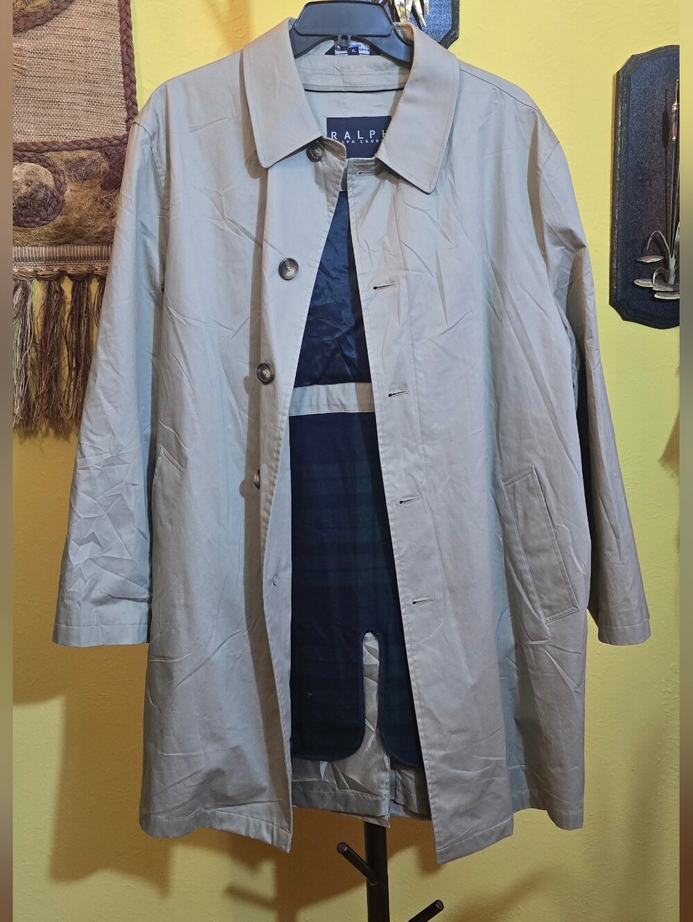 Ralph Lauren Light Tan Single-Breasted Trench Coat Sz XL